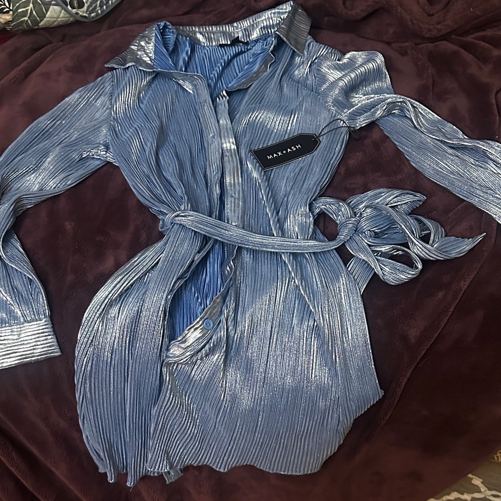 Max+Ash Blue Long Sleeve Dress